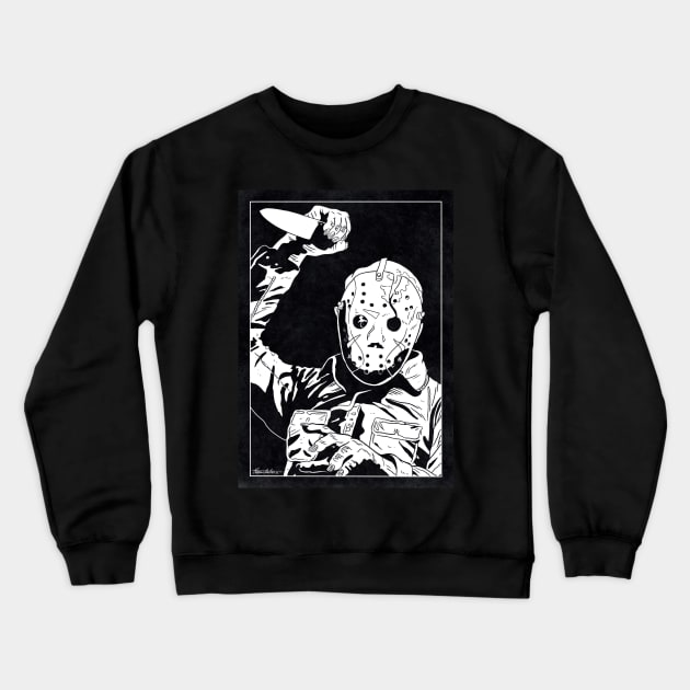 JASON VOORHEES - Friday the 13th (Black and White) Crewneck Sweatshirt by Famous Weirdos